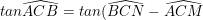 \small tan\widehat{ACB}=tan(\widehat{BCN}-\widehat{ACM})=tan(\alpha -\beta )